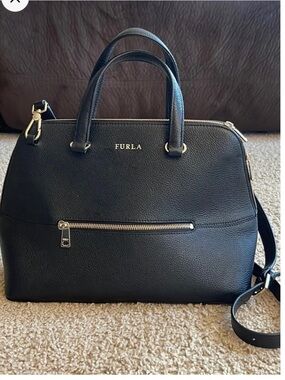 Furla large pebbled leather tote crossbody bag black NWOT SALE SALE